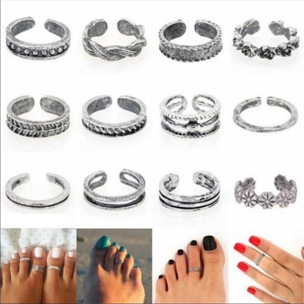 NWT Vintage Boho Inspired Set of 6 toe rings